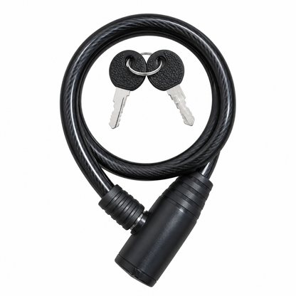 قفل دراجة بكابل أسود صغير بمفتاحين Small Black Cable Bike Lock