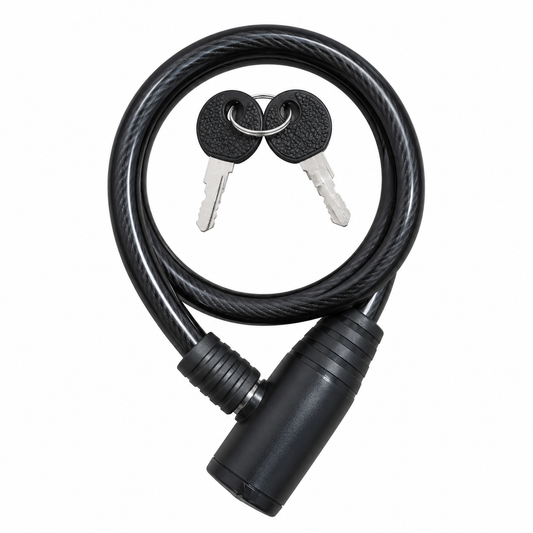 قفل دراجة بكابل أسود صغير بمفتاحين Small Black Cable Bike Lock