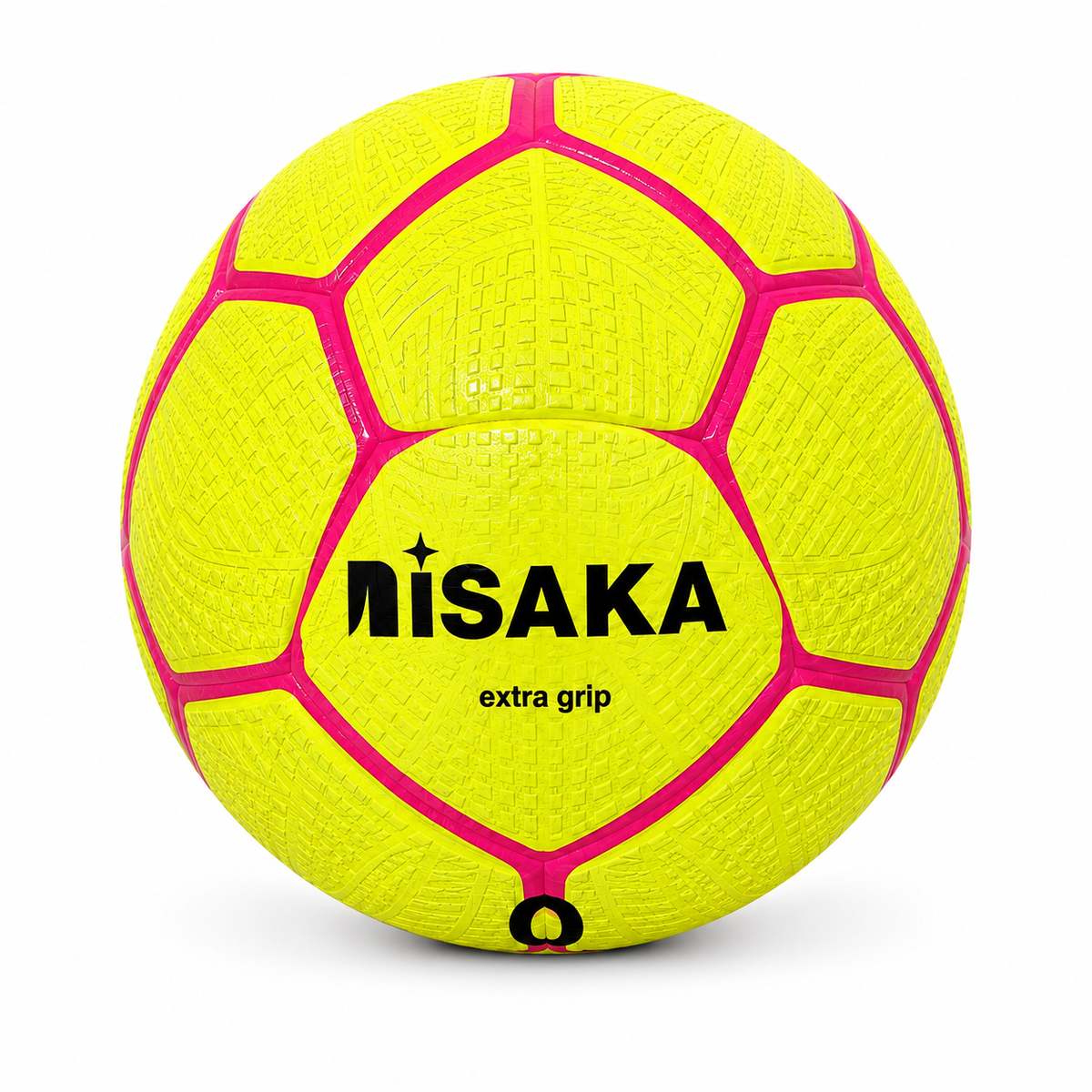 كرة قدم مطاطية MISAKA بقبضة إضافية – أصفر وزهري | Rubber Football