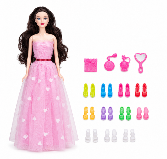 دمية أزياء مع مجموعة إكسسوارات | Girl New Look Fashion Doll Set