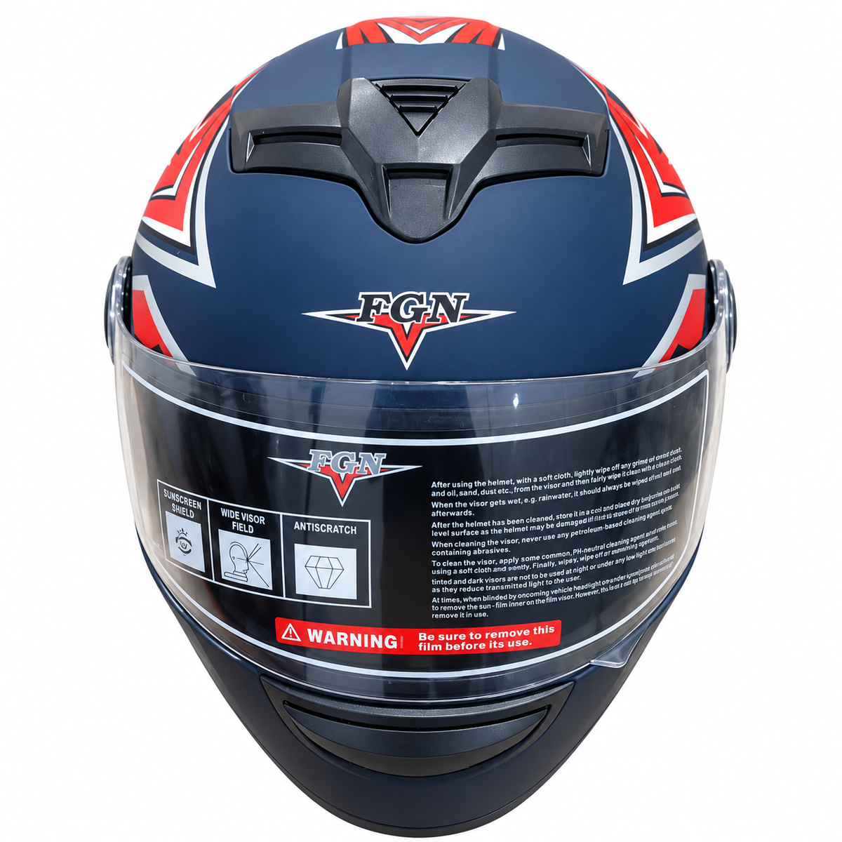 خوذة دراجة نارية FGN-816 بزجاج واقٍ – أسود وبرتقالي FGN-816 Motorcycle Helmet with Visor