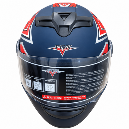خوذة دراجة نارية FGN-816 بزجاج واقٍ – أسود وبرتقالي FGN-816 Motorcycle Helmet with Visor