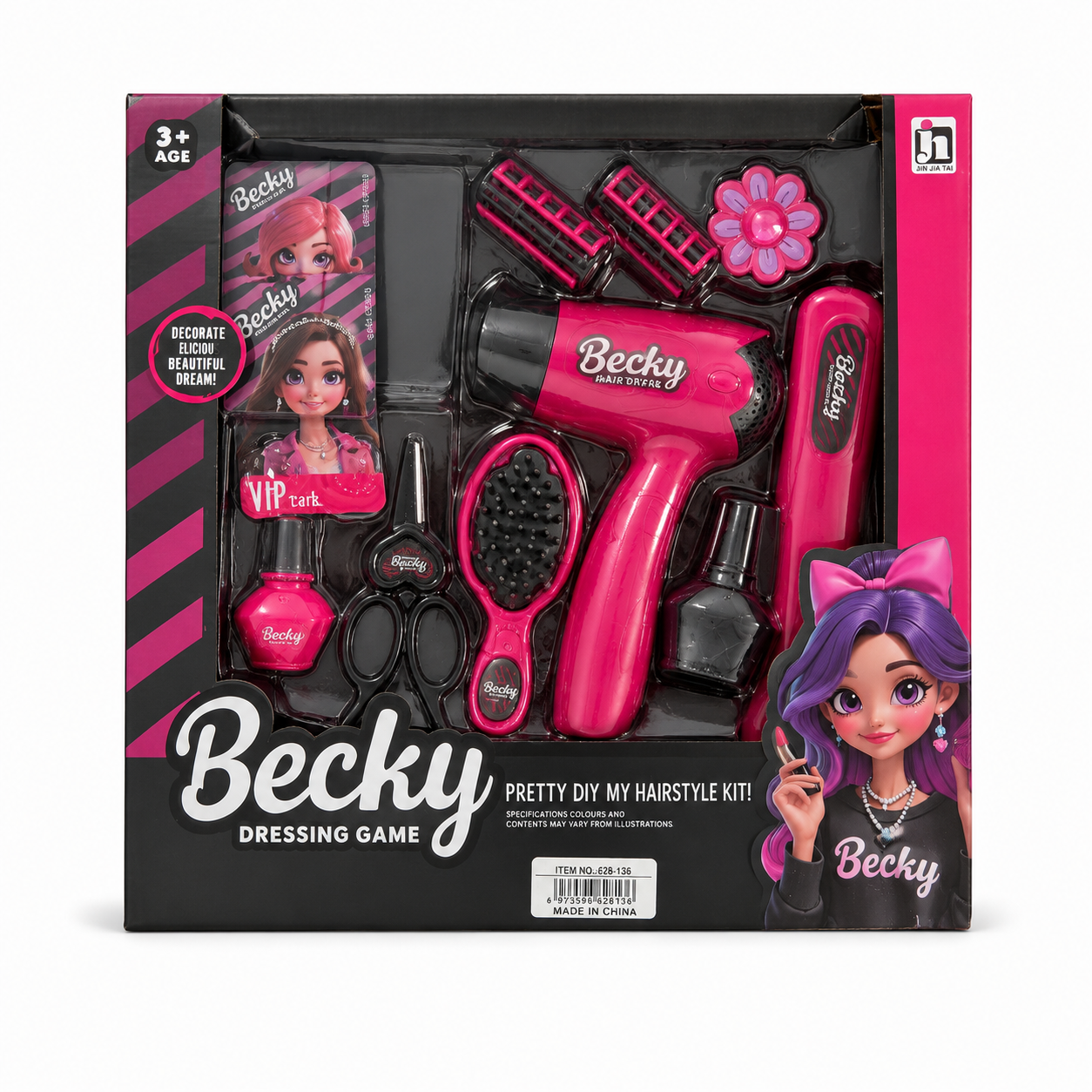 طقم تصفيف الشعر بيكي للبنات | Becky Hair Styling Dressing Game Kit