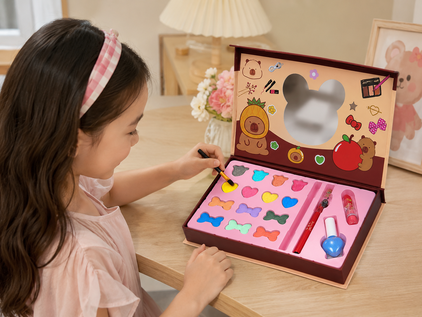 طقم مكياج أطفال مع علبة مرآة | Kids Makeup Set with Mirror Case