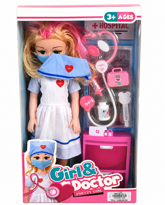 طقم دمية طبيبة مع إكسسوارات | Girl Doctor Doll Medical Playset