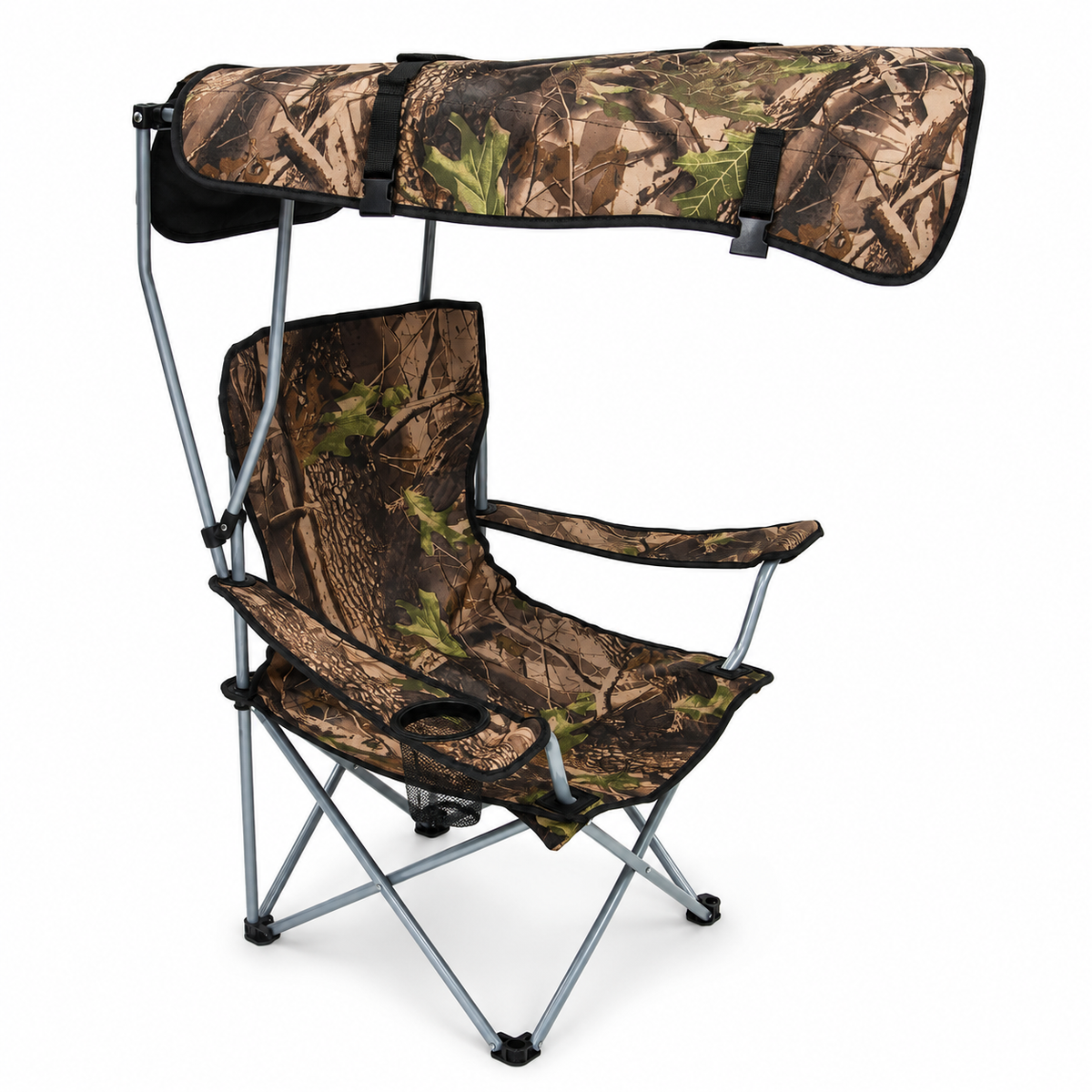 كرسي تخييم قابل للطي بمظلّة واقية – نقشة تمويه | Folding Camping Chair with Canopy