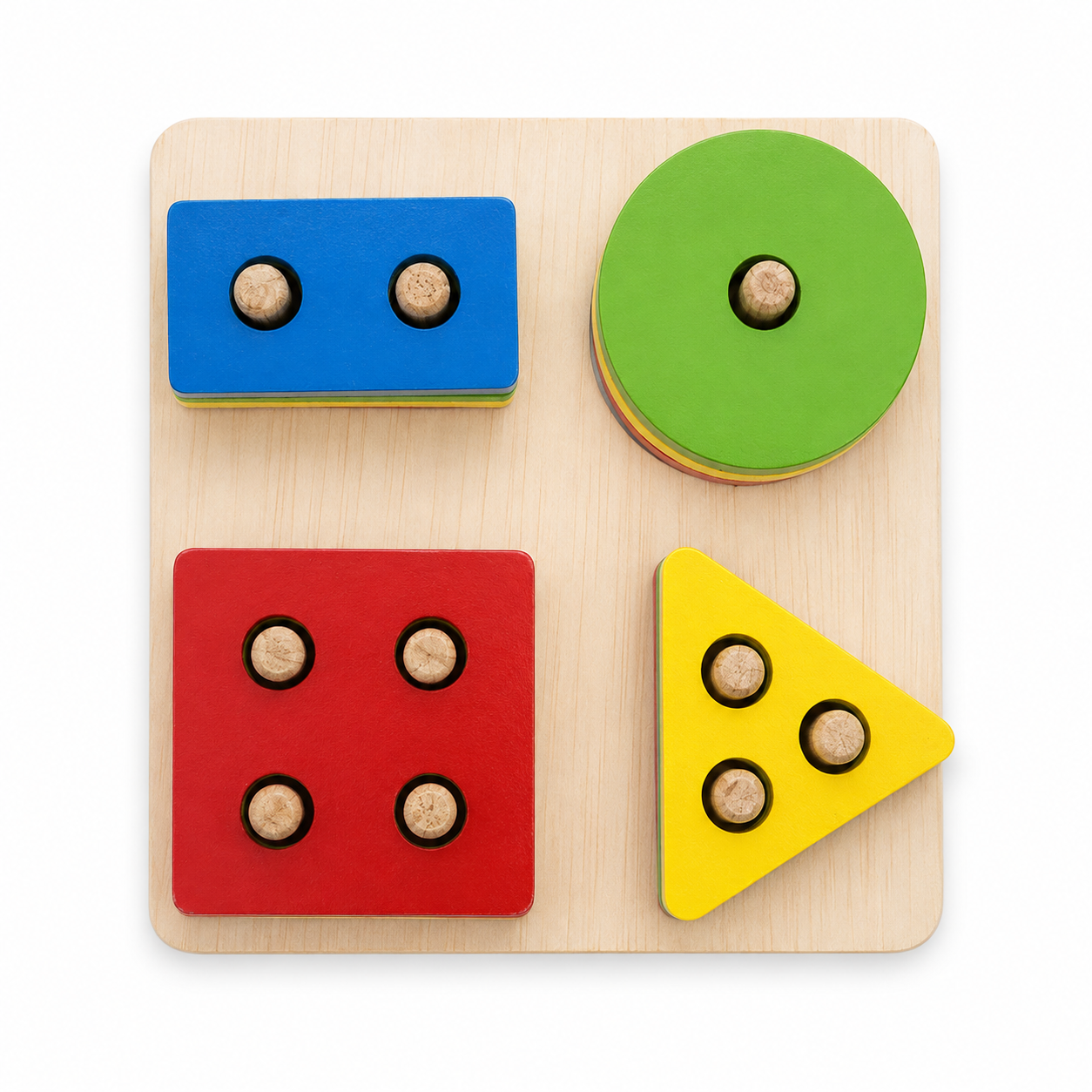 لعبة الأشكال الهندسية الخشبية بالأعمدة | Wooden Shape Sorter Board