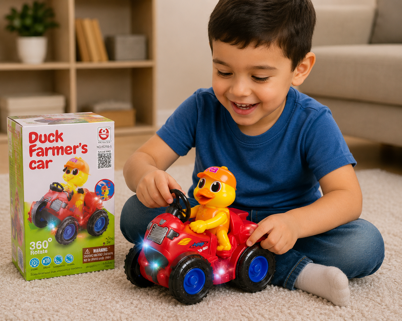 جرار البط المتحرك للأطفال | Duck Farmer's Car Toy