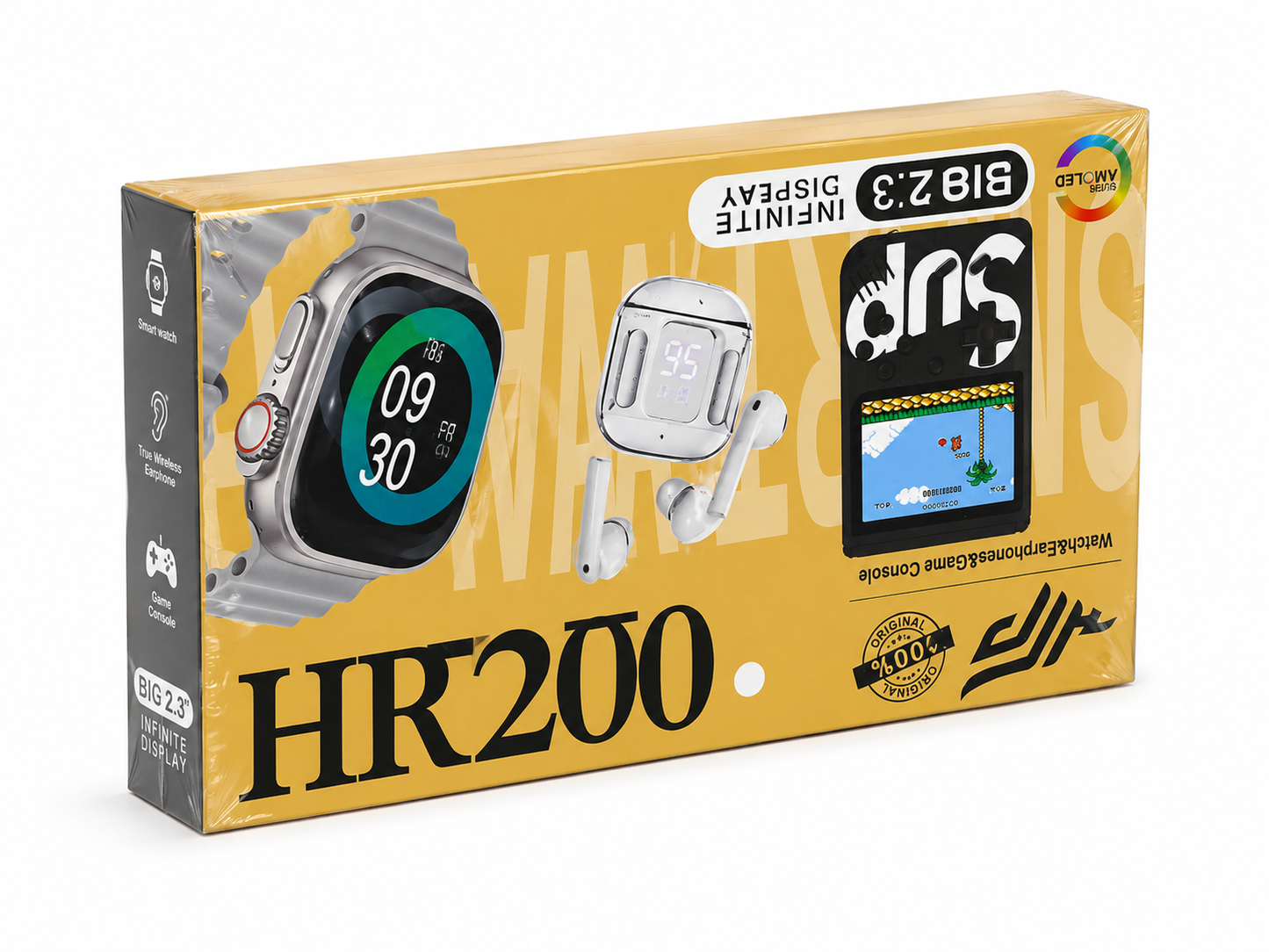 ساعة ذكية متعددة الوظائف مع سماعات وألعاب | HR200 Smart Watch + Earphones + Game Console