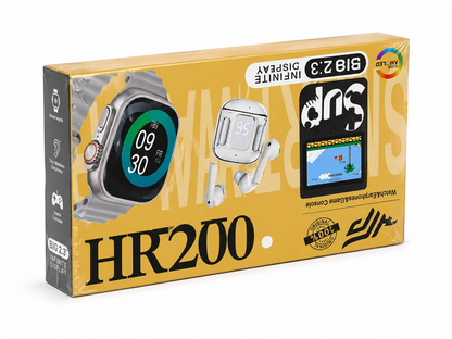 ساعة ذكية متعددة الوظائف مع سماعات وألعاب | HR200 Smart Watch + Earphones + Game Console