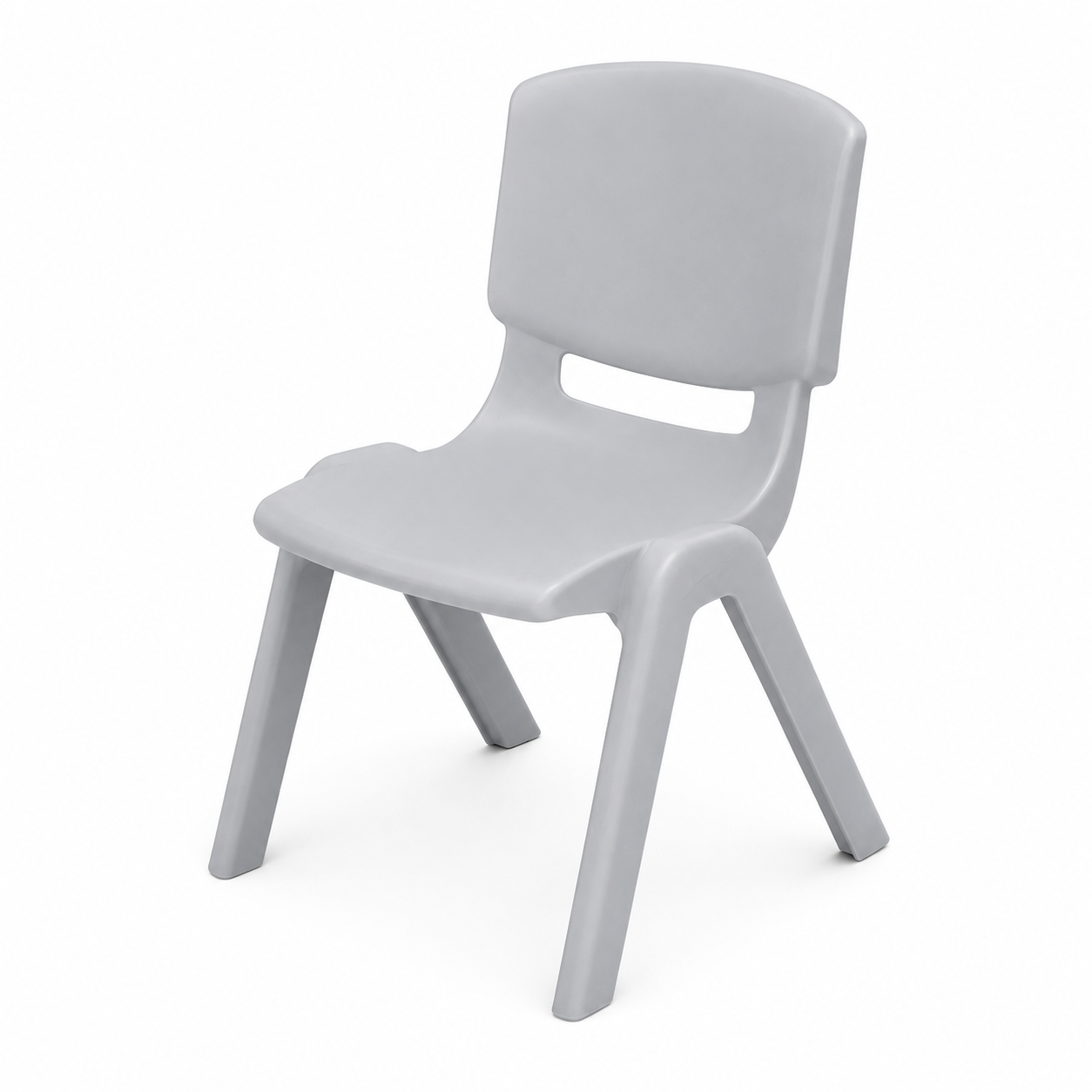 كرسي أطفال بلاستيكي بمسند ظهر – رمادي | Kids Plastic Chair