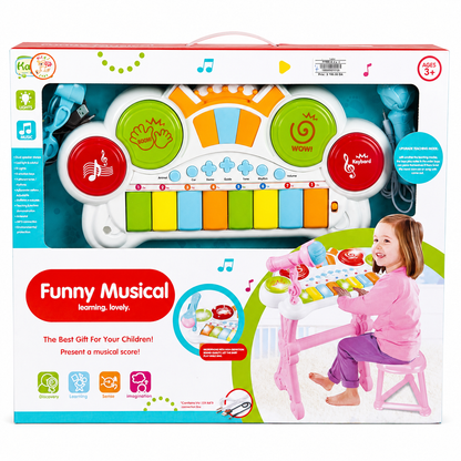 بيانو أطفال تعليمي مع ميكروفون وكرسي | Funny Musical Learning Keyboard with Microphone