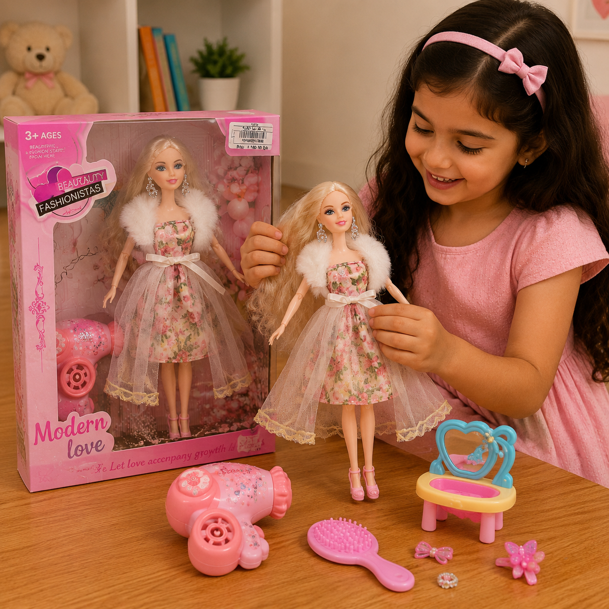 دمية أزياء مع إكسسوارات | Fashion Girl Doll Playset