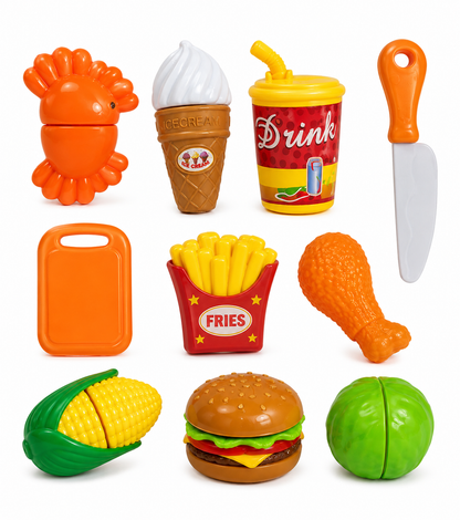طقم تقطيع فواكه وخضروات للأطفال | Happy Fight Cut Fruit & Vegetable Play Set