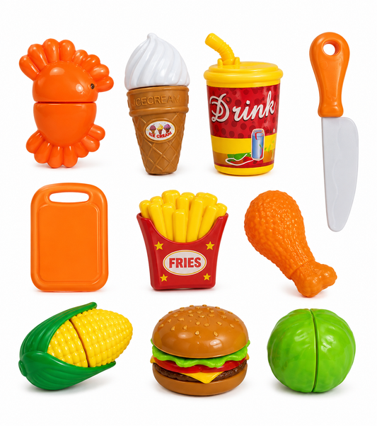 طقم تقطيع فواكه وخضروات للأطفال | Happy Fight Cut Fruit & Vegetable Play Set