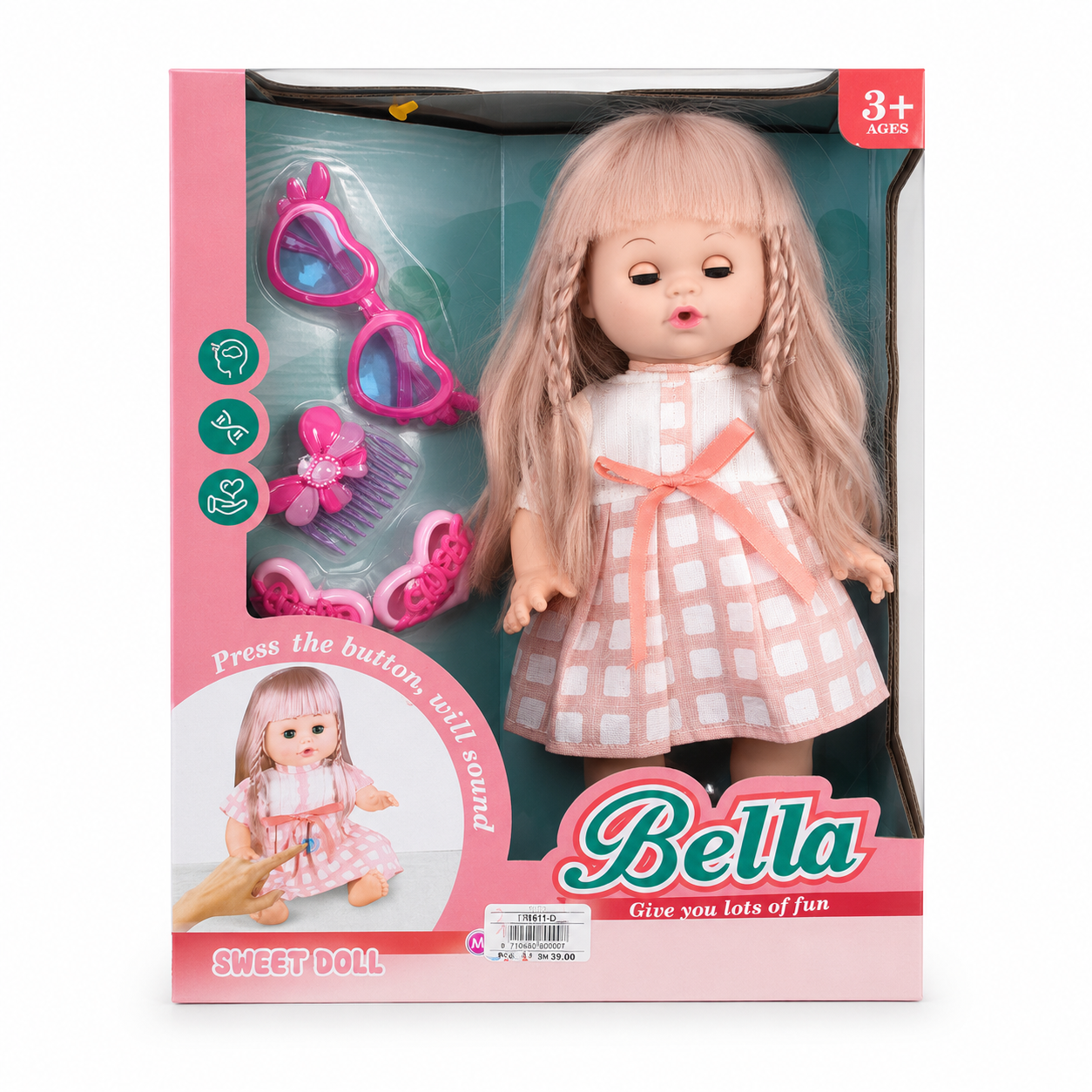 دمية بيلا الناطقة مع الإكسسوارات | Bella Talking Doll with Accessories