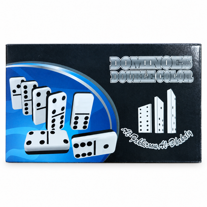لعبة دومينو ثنائية اللون – علبة سوداء فضية | Dominoes Double Color