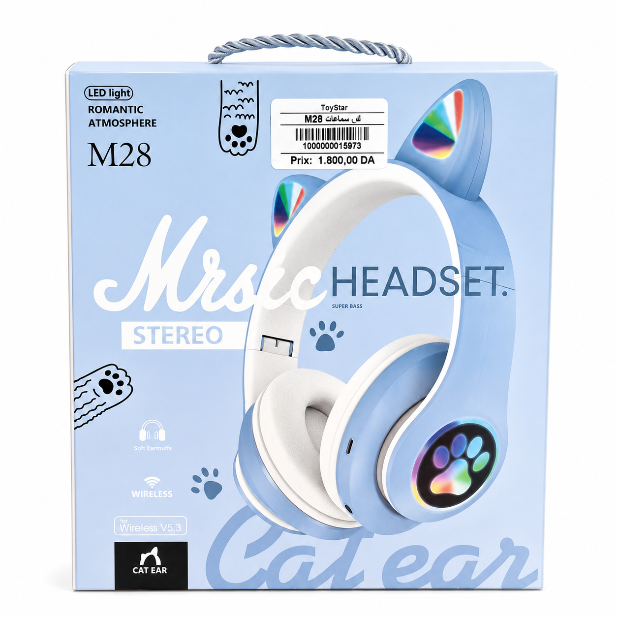 سماعة رأس بأذنين قطة مضيئة M28 | M28 Cat Ear Wireless LED Headset