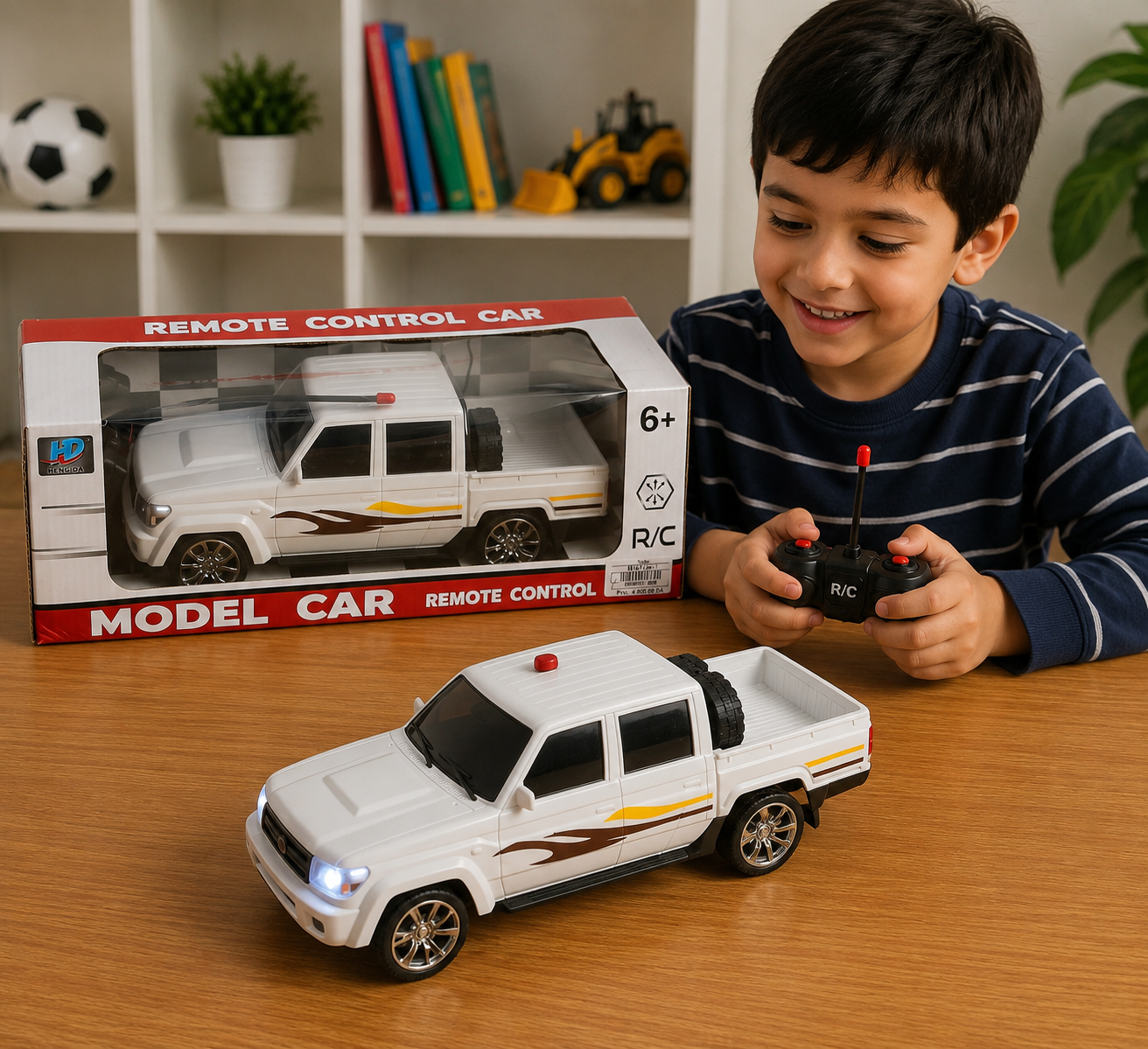 سيارة بيك أب ريموت كنترول بيضاء | White R/C Pickup Model Car