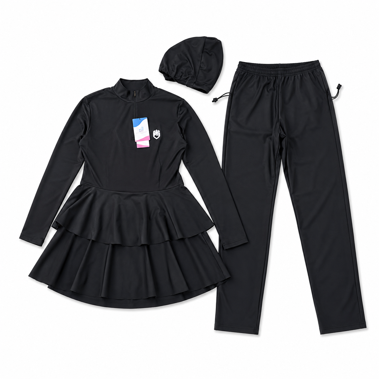 بدلة سباحة محتشمة نسائية مع قبعة – مقاس L | Modest Women Swimwear Set with Cap