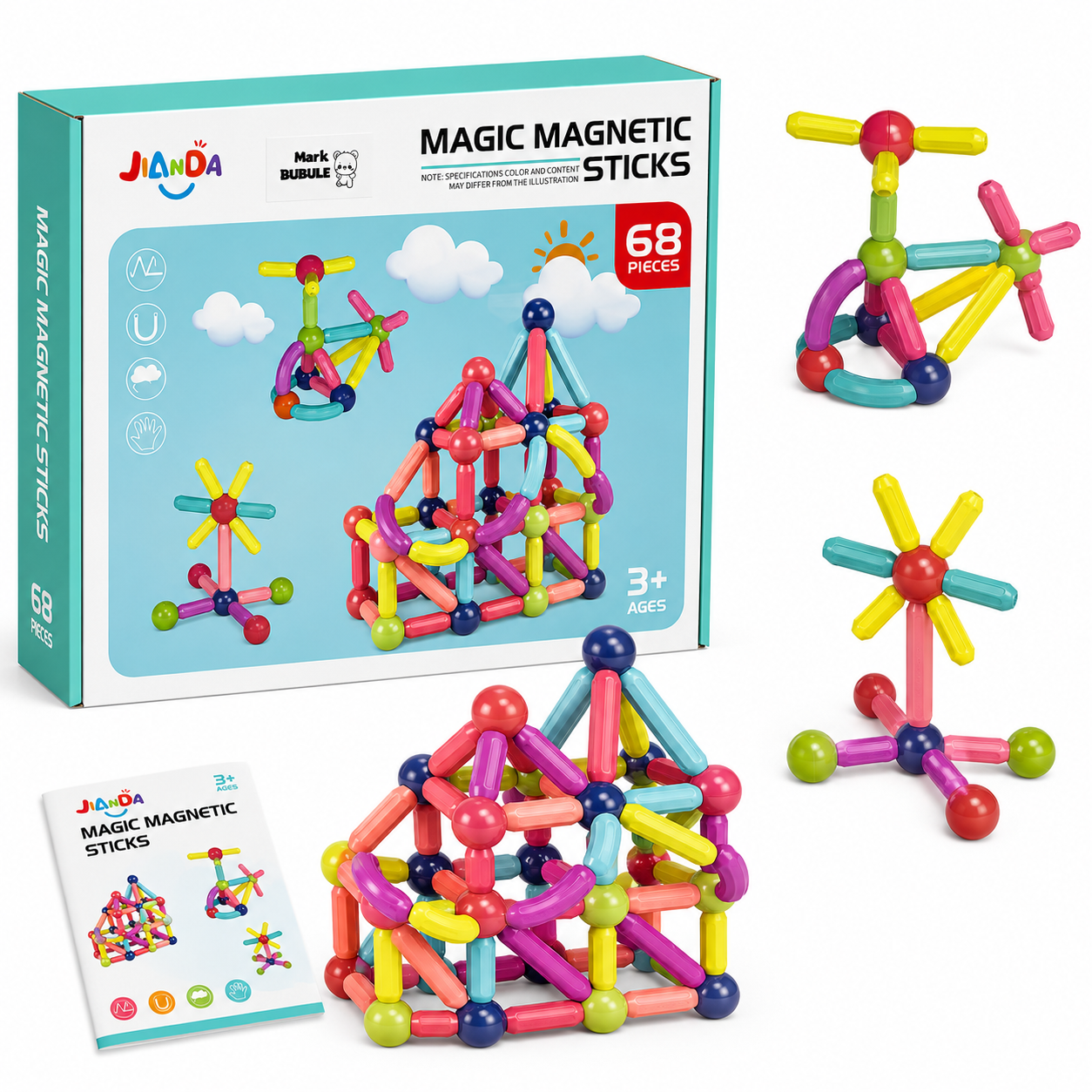 لعبة العصي المغناطيسية Magic Magnetic Sticks متوفرة بـ5 أحجام | Jeu de bâtons magnétiques Magic Magnetic Sticks disponible en 5 tailles