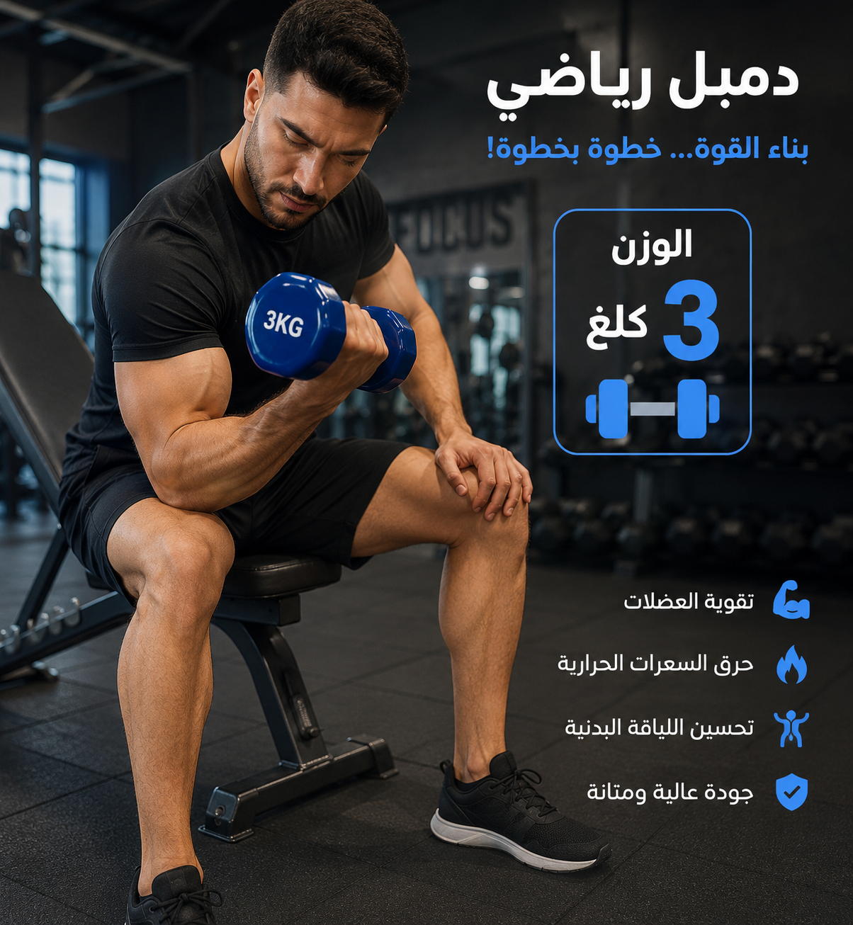 دامبل رياضي | 3KG Fitness Dumbbell