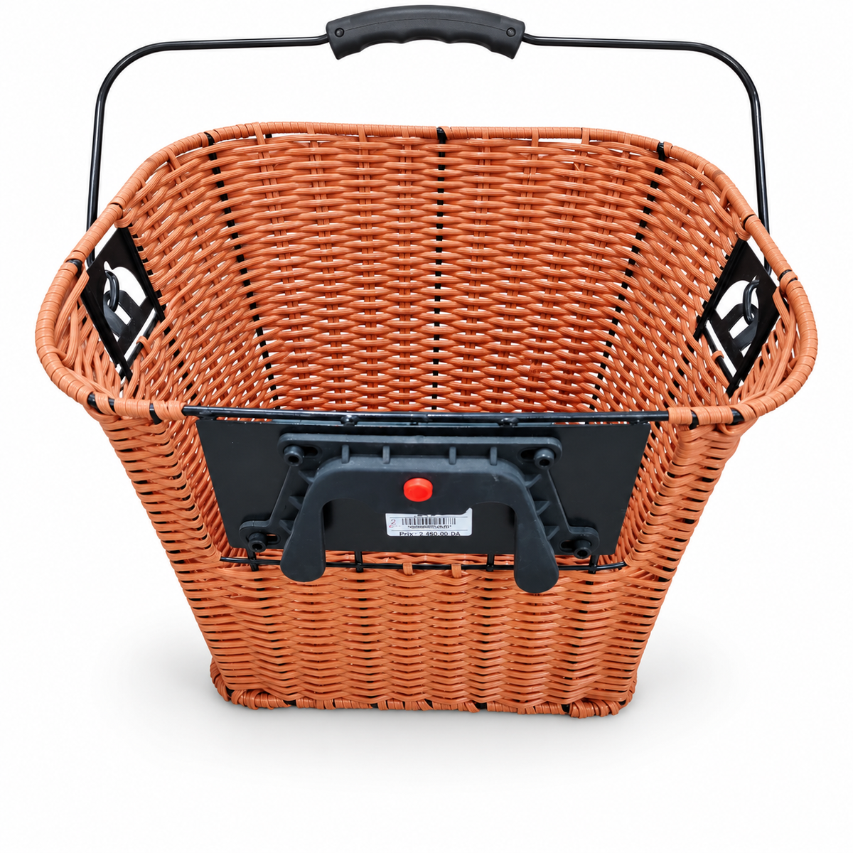 سلة دراجة أمامية منسوجة بحامل تثبيت – بني | Woven Bicycle Front Basket with Bracket