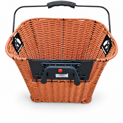 سلة دراجة أمامية منسوجة بحامل تثبيت – بني | Woven Bicycle Front Basket with Bracket