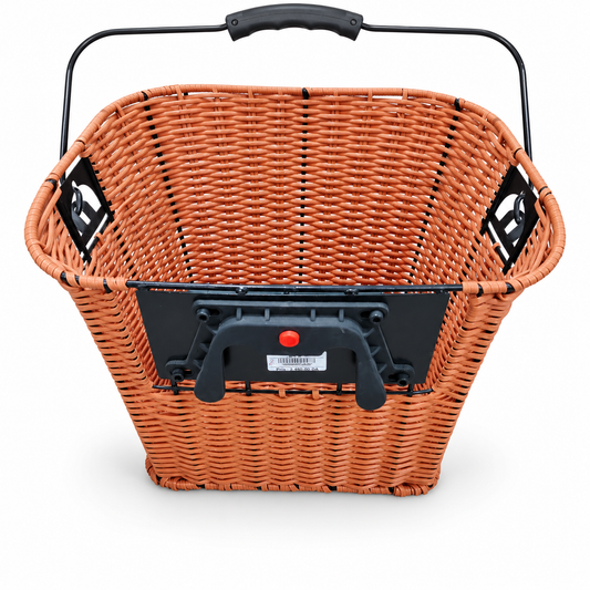 سلة دراجة أمامية منسوجة بحامل تثبيت – بني | Woven Bicycle Front Basket with Bracket