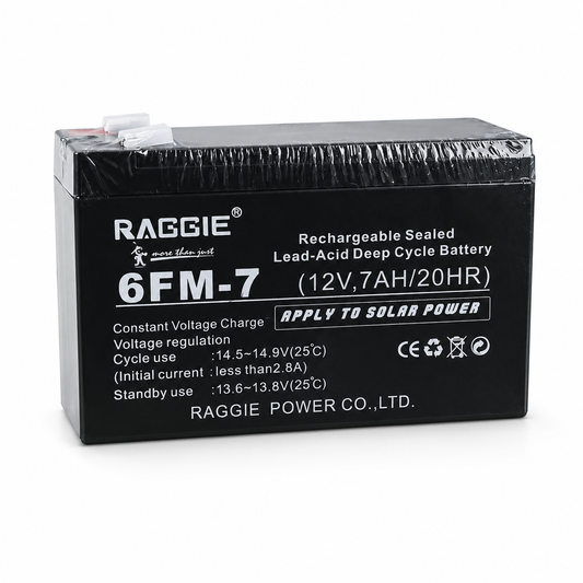 بطارية RAGGIE 6FM-7 قابلة للشحن 12V 7AH للدراجات والسكوترات الكهربائية | RAGGIE 6FM-7 Rechargeable Battery
