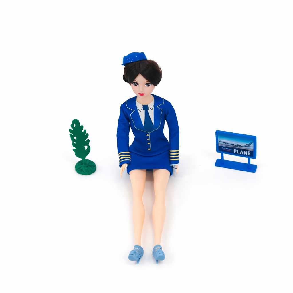دمية مضيفة طيران مع طائرة – Aircraft Flight Attendant Doll Set