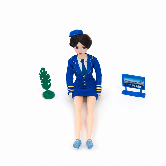 دمية مضيفة طيران مع طائرة – Aircraft Flight Attendant Doll Set