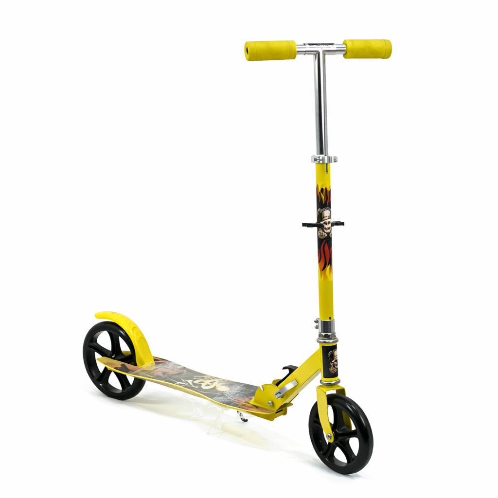 سكوتر ركلة أصفر برسومات جمجمة – Yellow Skull Kick Scooter