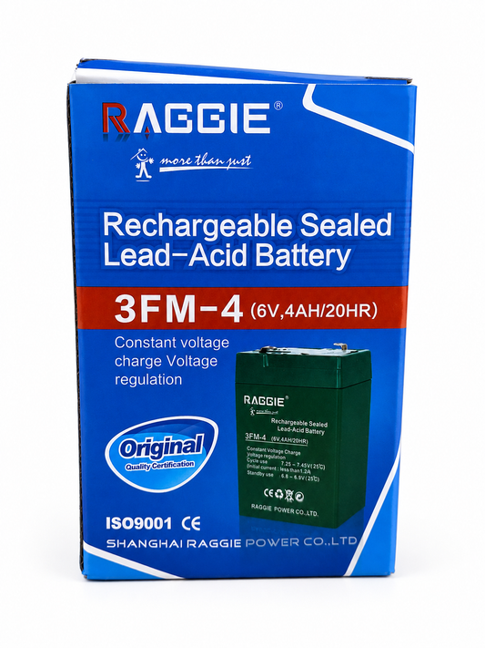 بطارية رصاصية قابلة للشحن RAGGIE 6V 4Ah | RAGGIE Rechargeable Sealed Lead-Acid Battery 6V 4Ah
