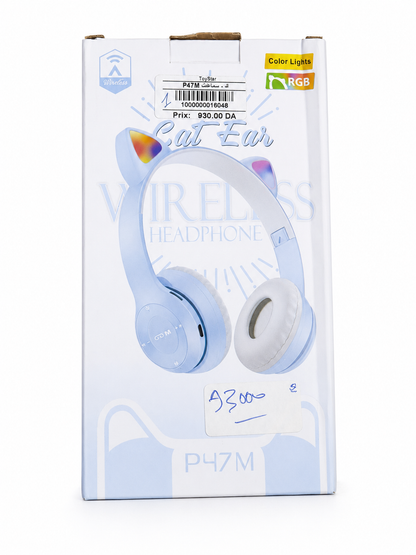 سماعة أذن قطة لاسلكية RGB موديل P47M | P47M Cat Ear Wireless Headphone RGB