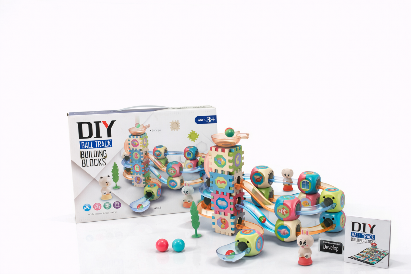 لعبة مسار الكرات التعليمية – DIY Ball Track Building Blocks