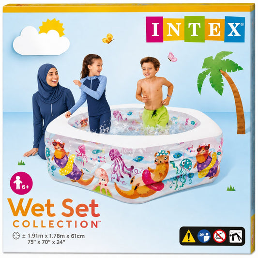 مسبح INTEX للأطفال برسومات بحرية | INTEX Wet Set Sea Animals Inflatable Pool 1.91m × 1.78m × 61cm