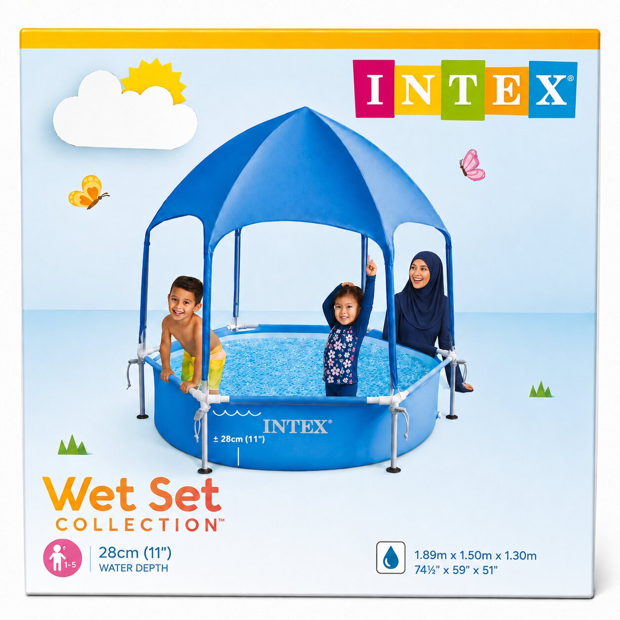 مسبح أطفال INTEX مع مظلة حماية | INTEX Kids Pool with Sun Shade 1.89m × 1.50m × 1.30m
