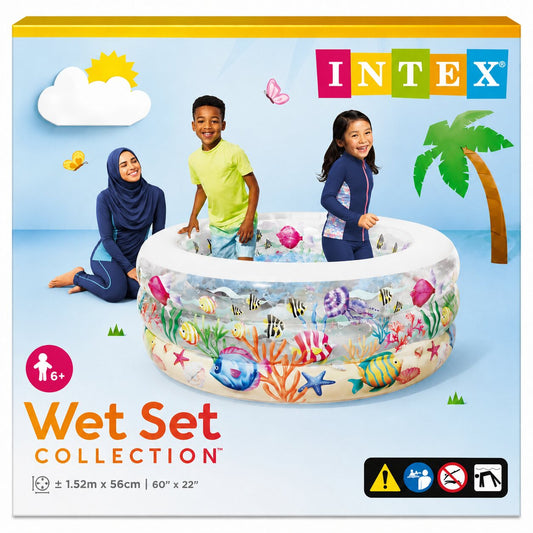 مسبح INTEX دائري برسومات بحرية | INTEX Wet Set Ocean Inflatable Pool 1.52m × 56cm