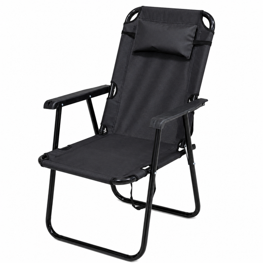 كرسي استرخاء قابل للطي للرحلات والحديقة مع وسادة رأس | Foldable Outdoor Relax Chair with Head Pillow