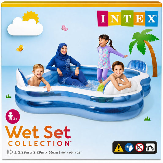 مسبح INTEX العائلي الكبير Wet Set | INTEX Wet Set Family Inflatable Pool 2.29m × 2.29m × 66cm