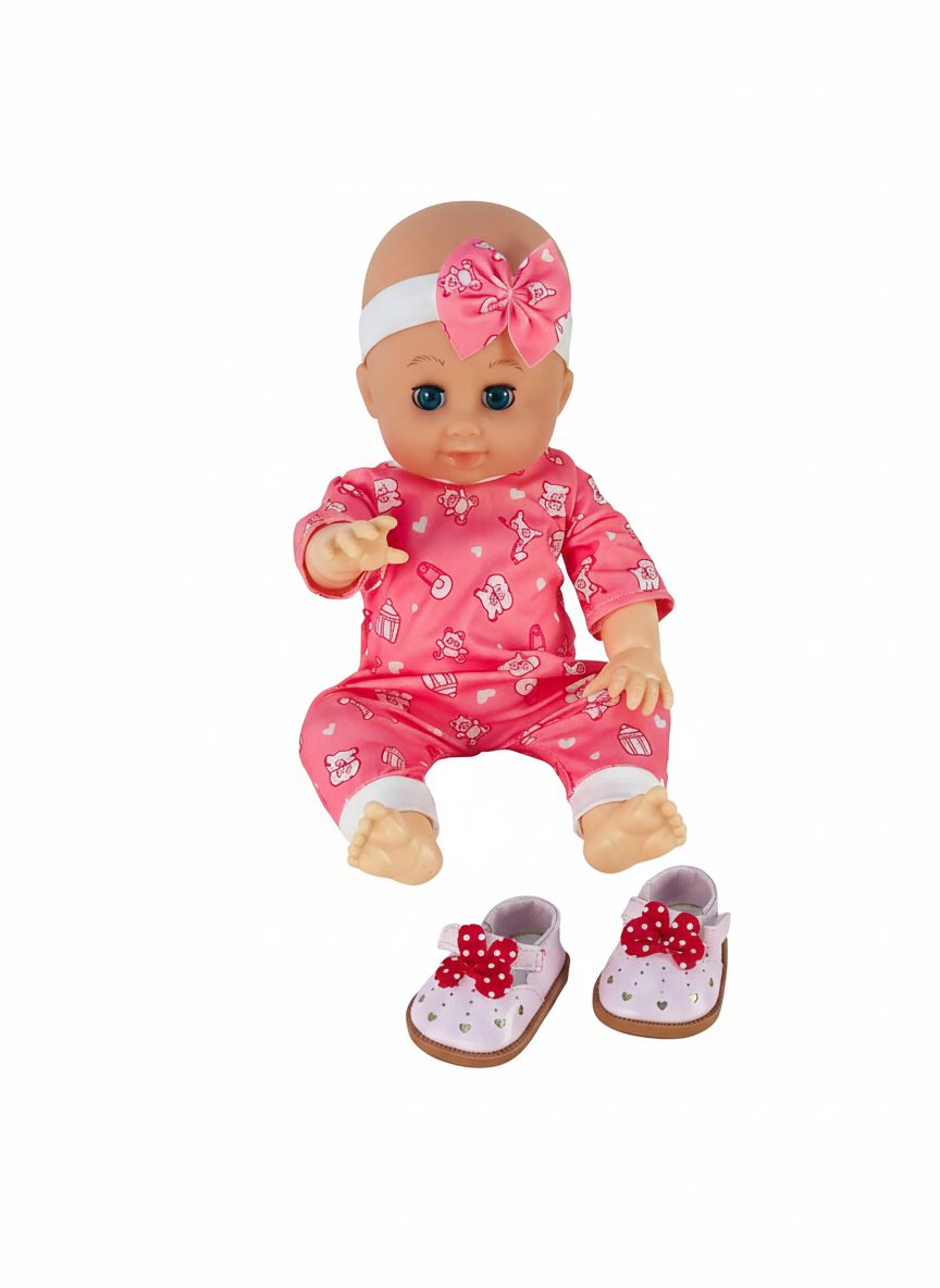 دمية الطفلة الوردية مع إكسسوارات Pink Baby Doll