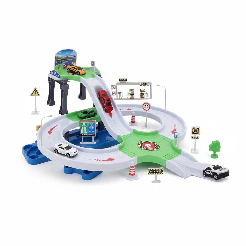 مجموعة حلبة سيارات سباق  Alloy Car Parking Lot Playset