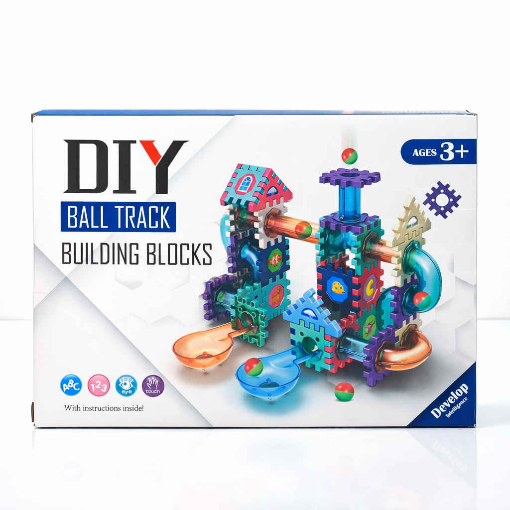 لعبة تركيب مسار الكرات التعليمية – DIY Ball Track Building Blocks