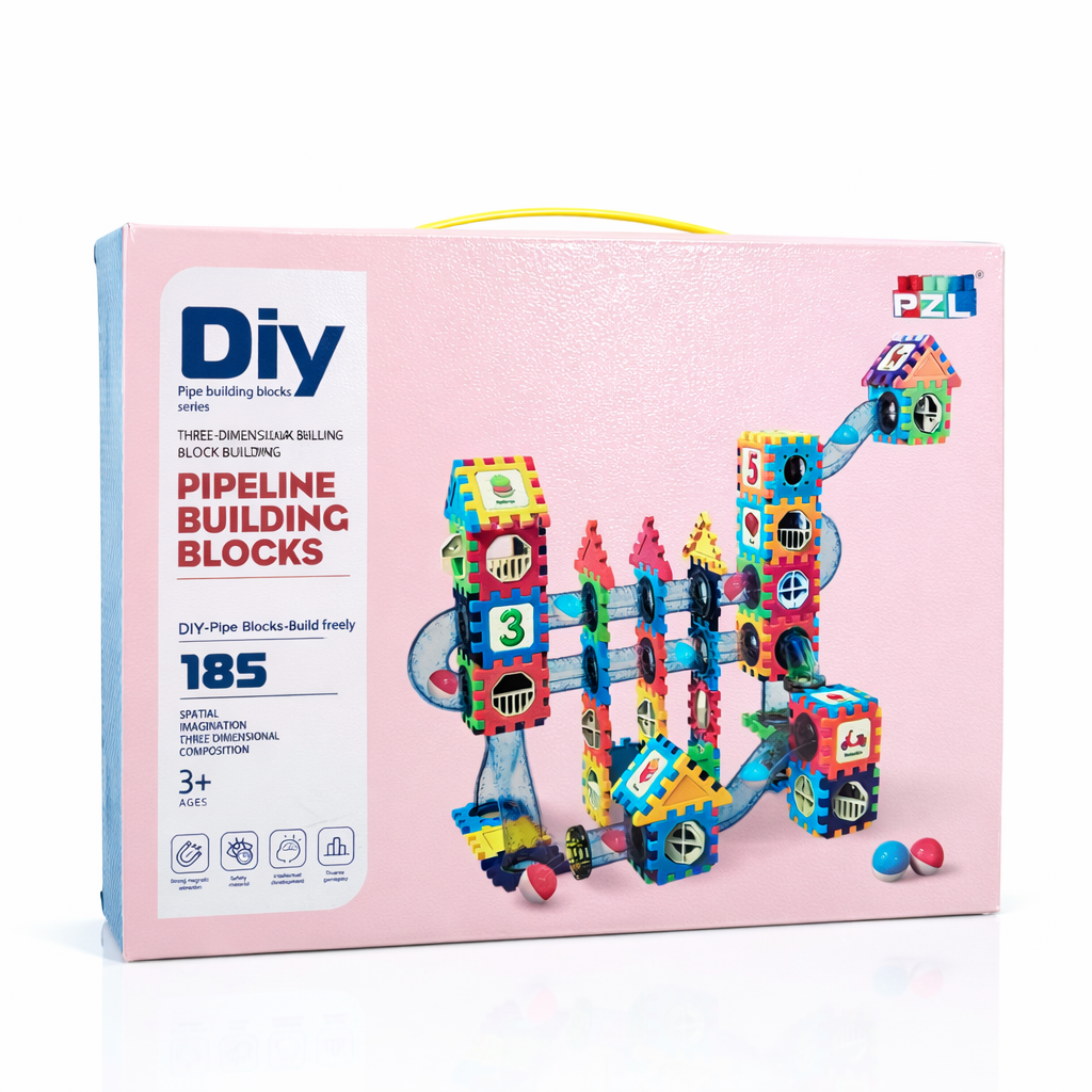 لعبة تركيب الأنابيب ثلاثية الأبعاد – DIY Pipeline Building Blocks (185 قطعة)