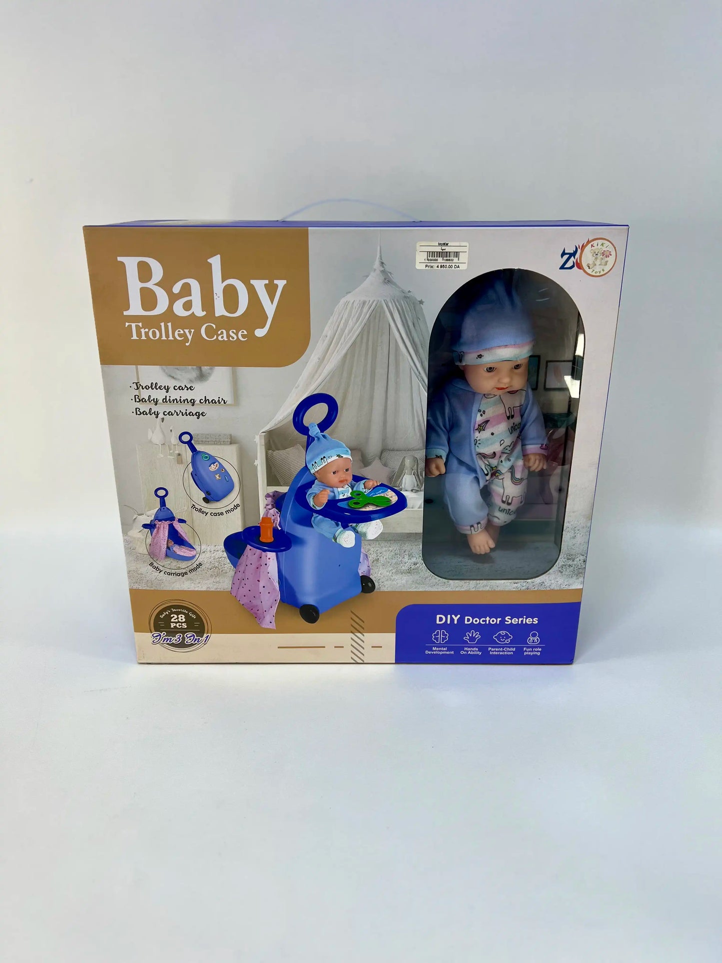 حقيبة ترولي الأطفال 3 في 1 – Baby Trolley Case 3-in-1 Doll Playset