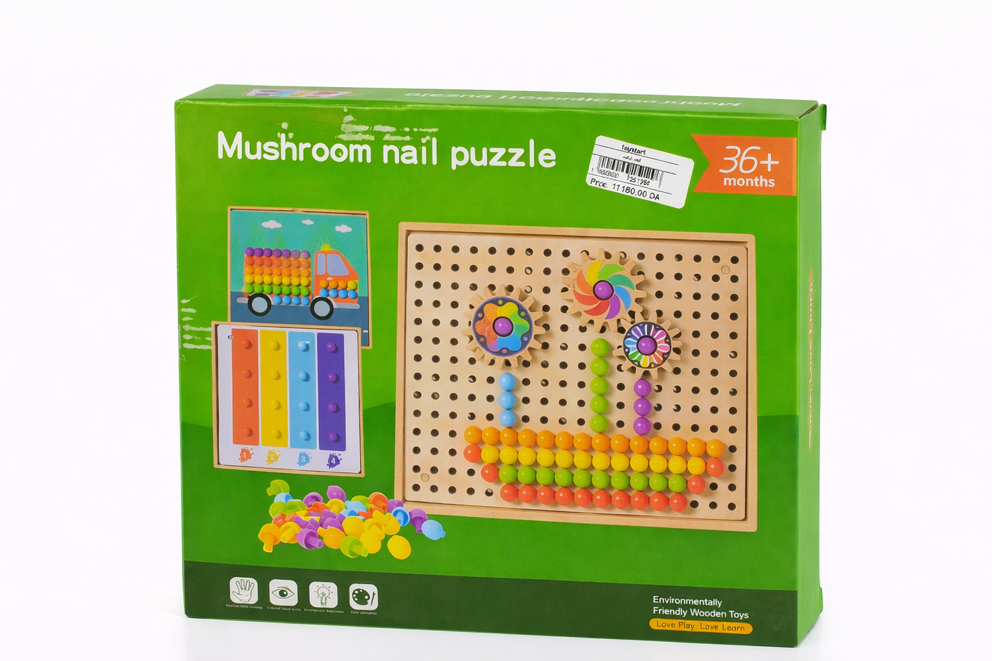 لوحة مسامير تعليمية خشبية – Mushroom Nail Puzzle Board