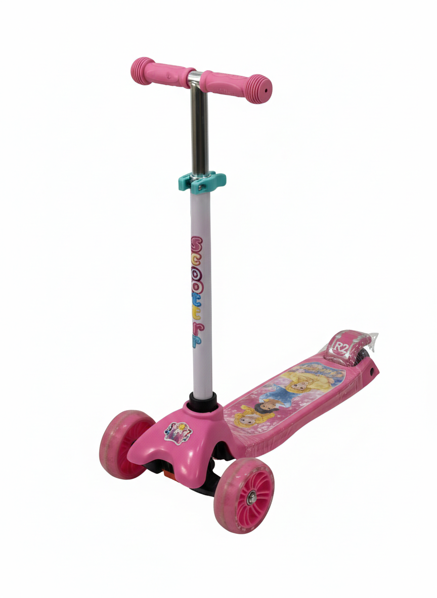 سكوتر أطفال وردي برسومات الأميرات  Princess Pink Kids 3-Wheel Scooter