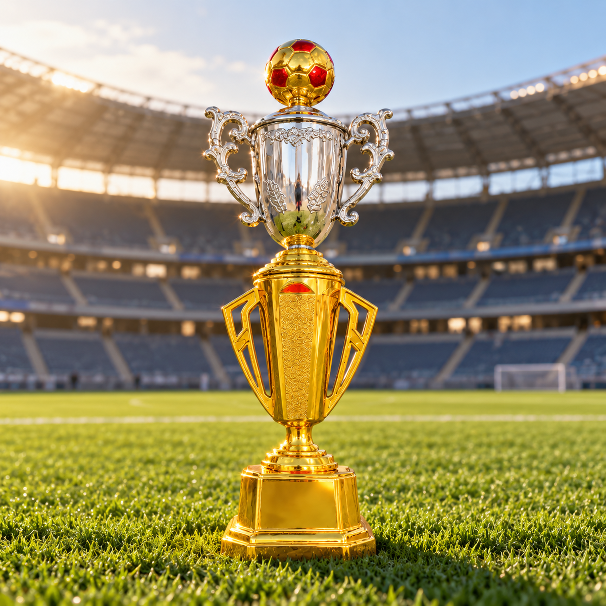 كأس رياضي ذهبي وفضي بكرة قدم | Gold & Silver Football Trophy Cup