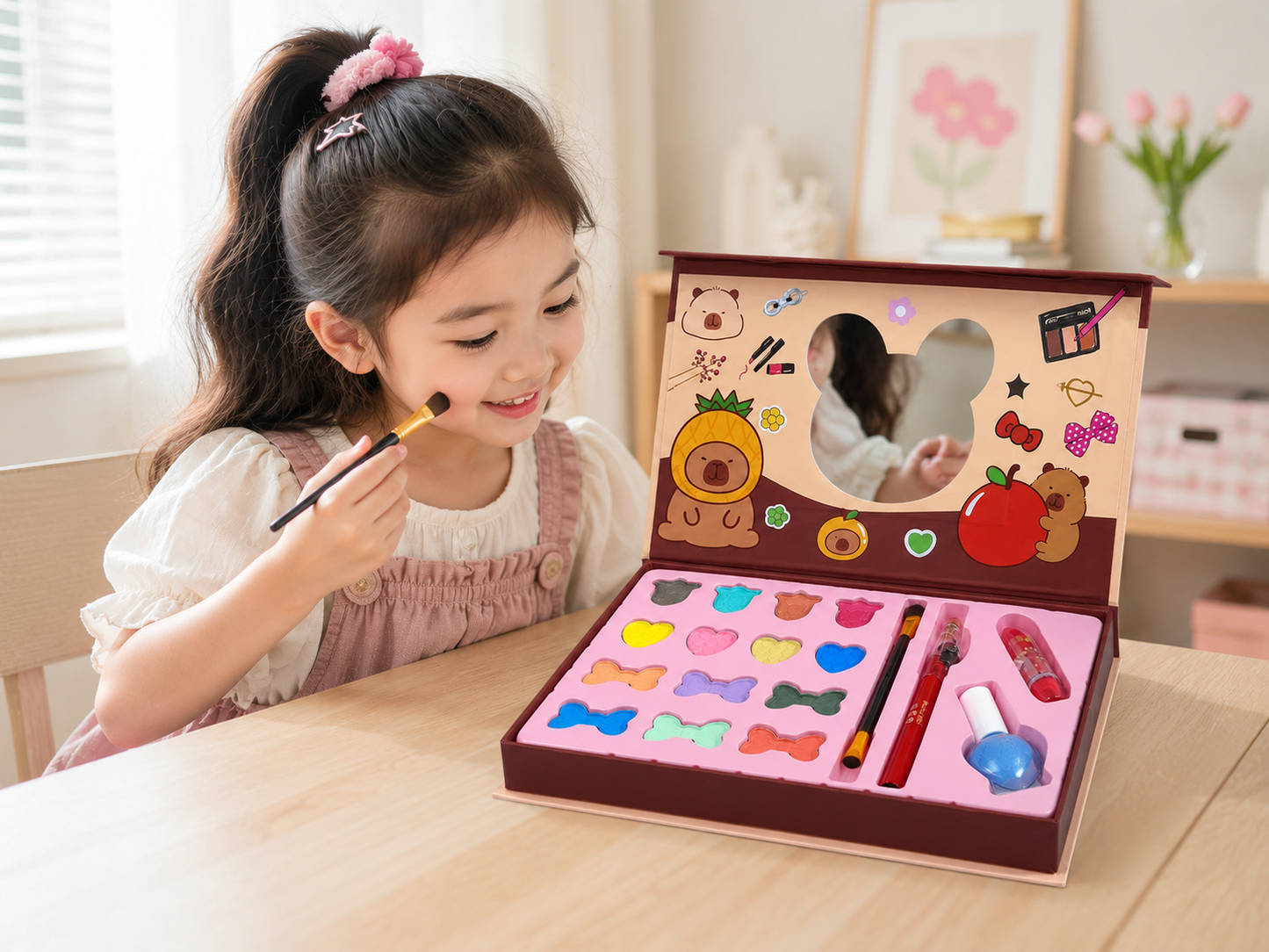 طقم مكياج أطفال مع علبة مرآة | Kids Makeup Set with Mirror Case